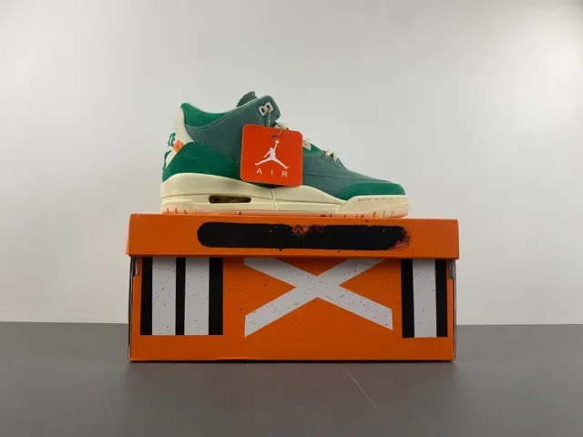 Air Jordan 3 Zapatillas de Baloncesto de Ante y Lona Verde de Alto 15