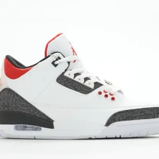 Tênis de basquete Air Jordan 3 branco cimento vermelho