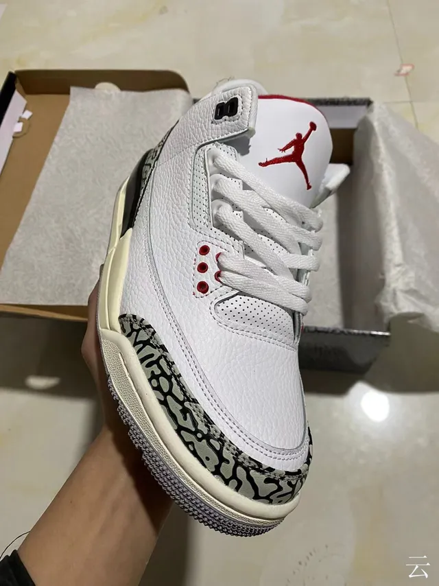 Air Jordan 3 হোয়াইট এলিফ্যান্ট প্রিন্ট বাস্কেটবল জুতো 2