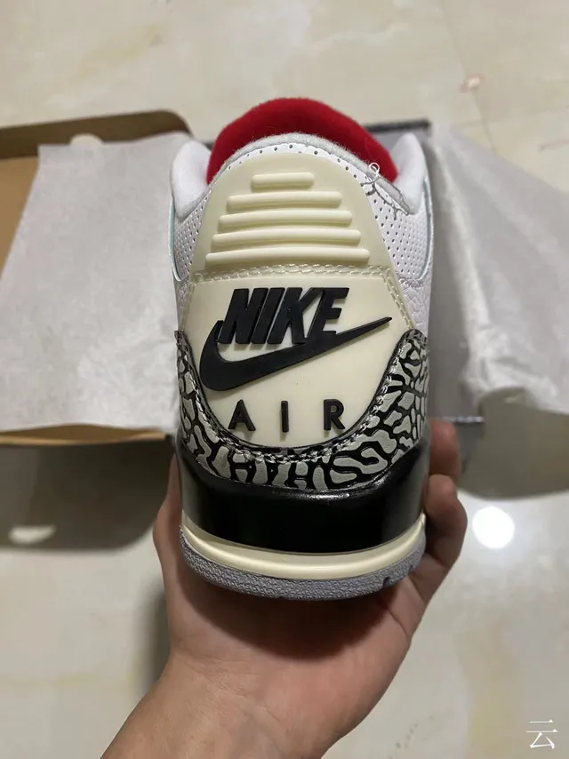 Air Jordan 3 হোয়াইট এলিফ্যান্ট প্রিন্ট বাস্কেটবল জুতো 6