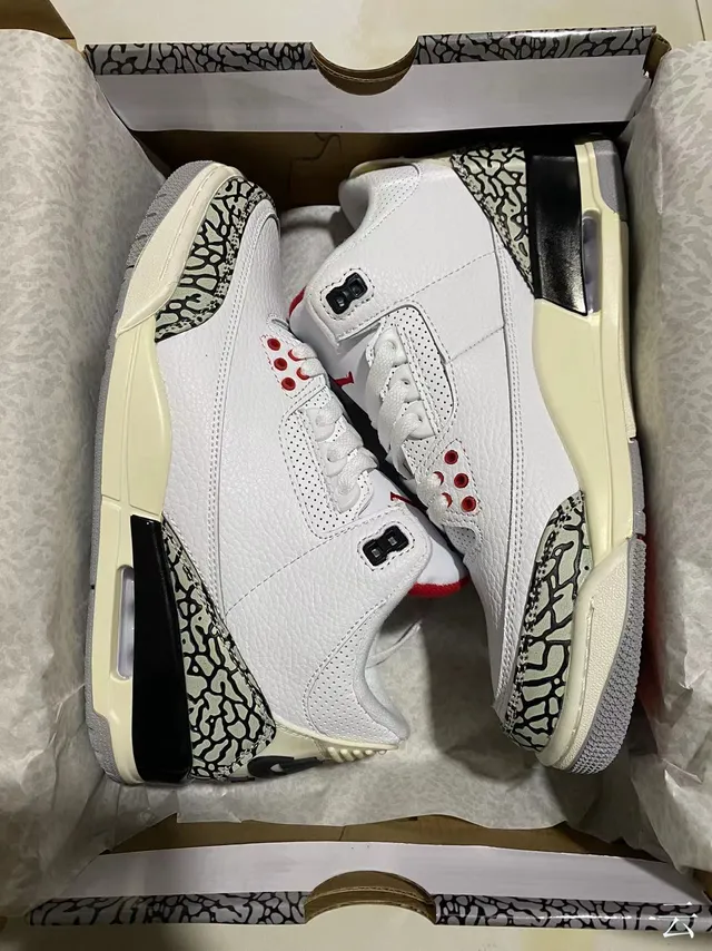 Air Jordan 3 হোয়াইট এলিফ্যান্ট প্রিন্ট বাস্কেটবল জুতো 7