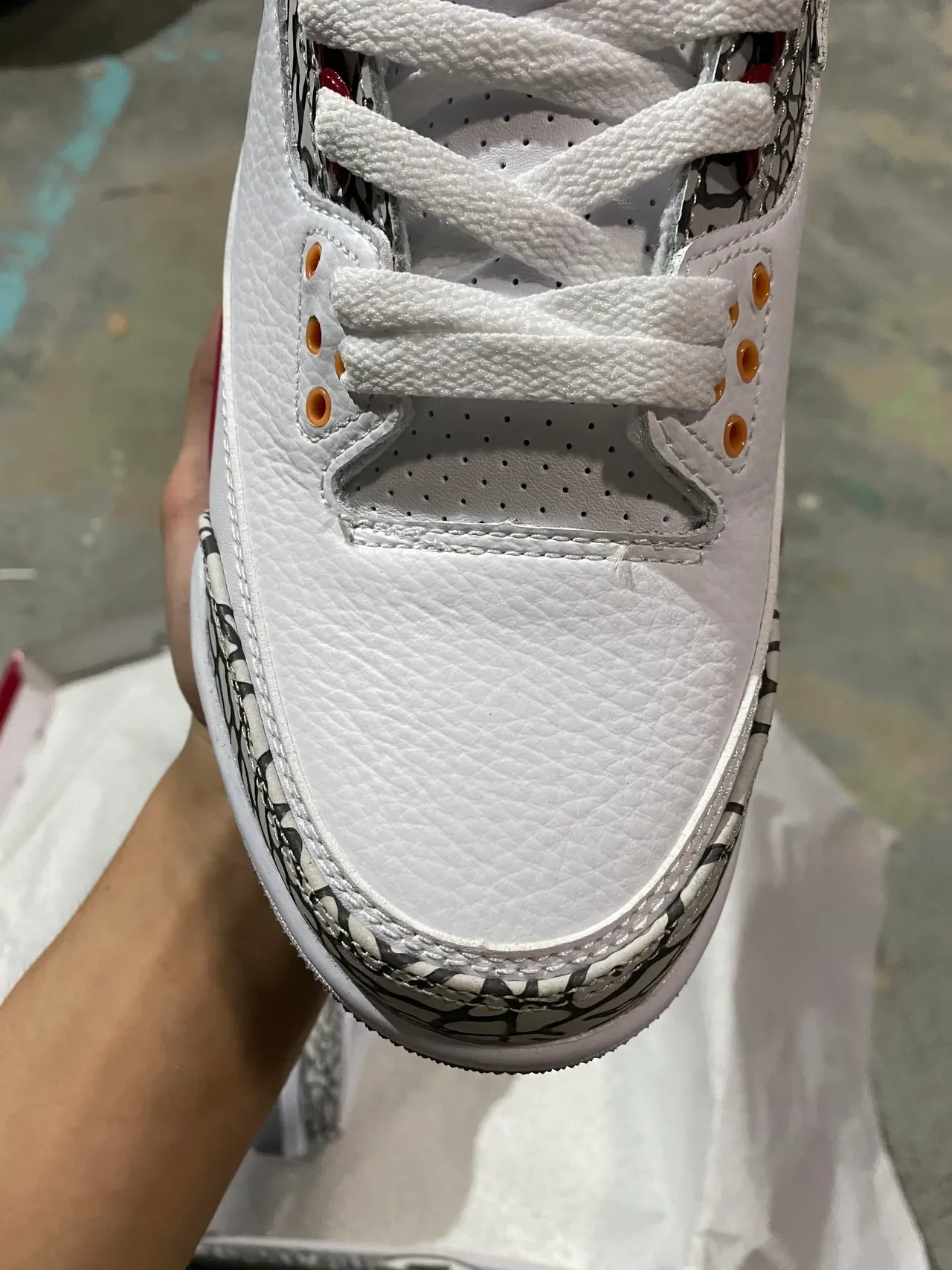 Air Jordan 3 Tênis de Basquete Branco University Red Estampa de Elefante 3