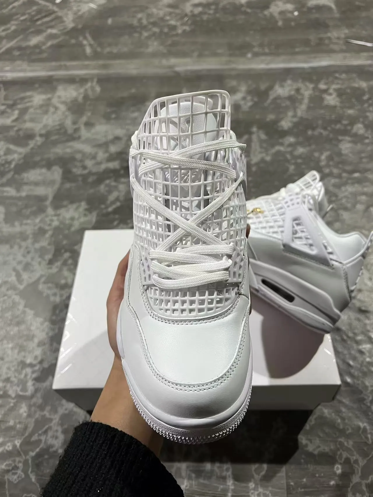 Air Jordan 4 أحذية كرة السلة أبيض كامل 3