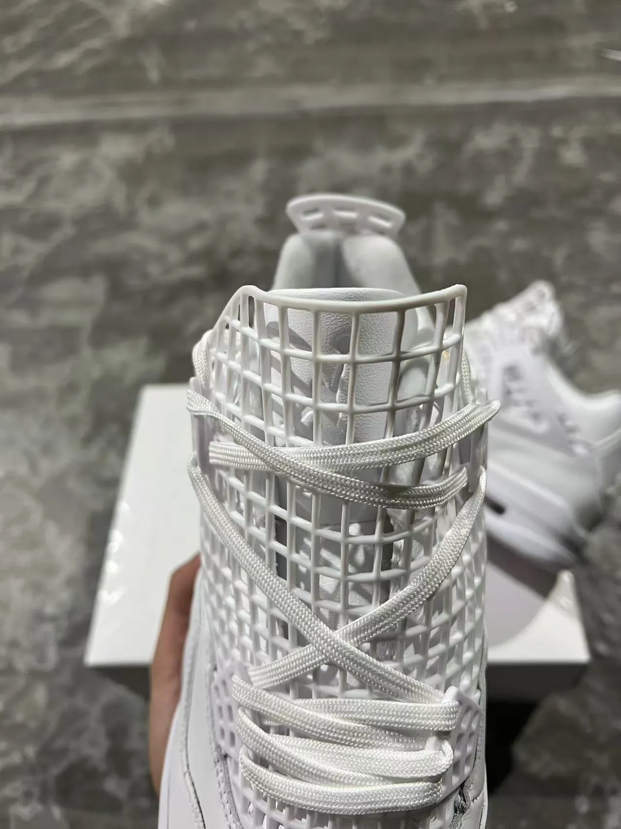 Air Jordan 4 أحذية كرة السلة أبيض كامل 4
