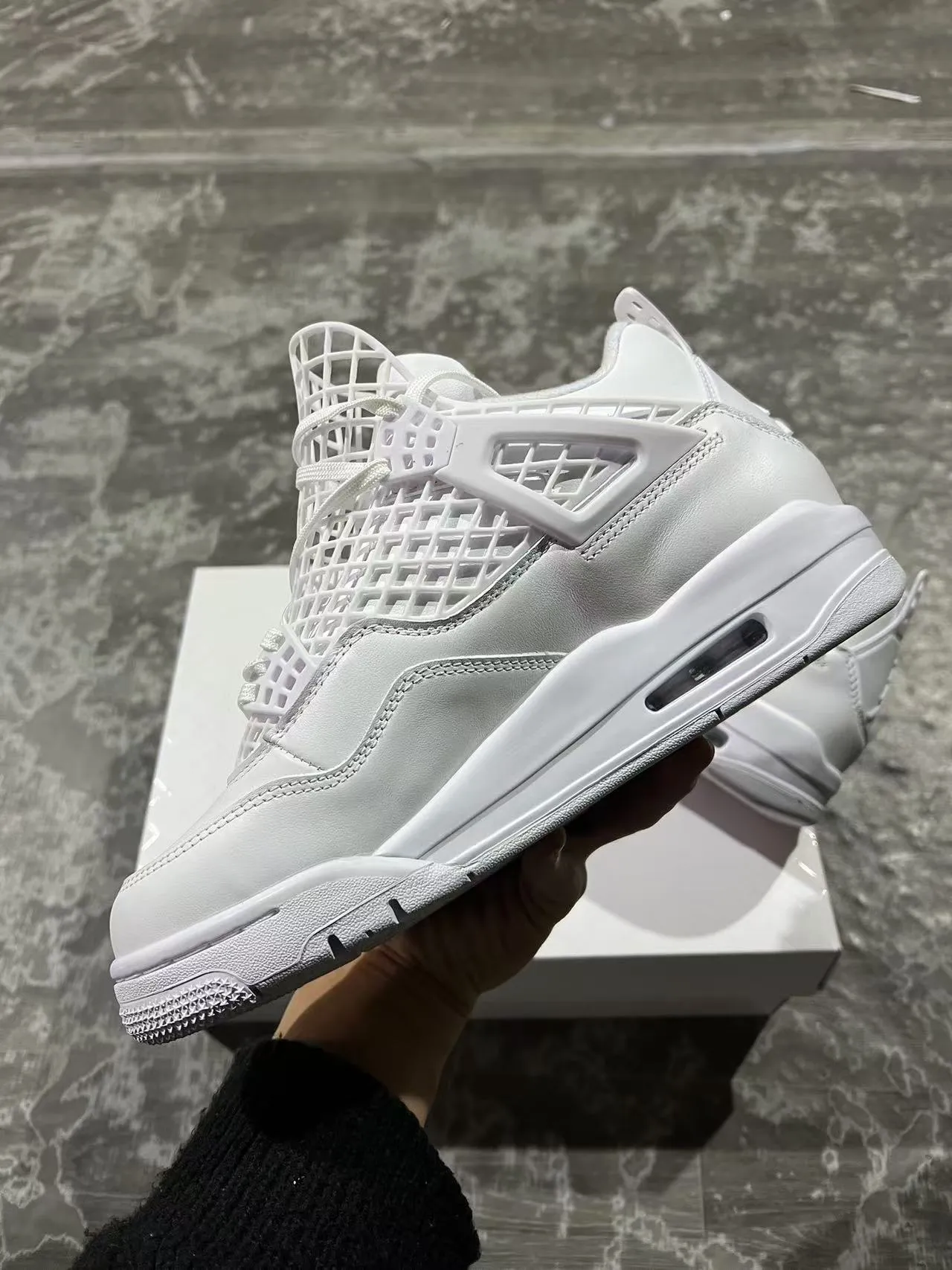 Air Jordan 4 أحذية كرة السلة أبيض كامل 5