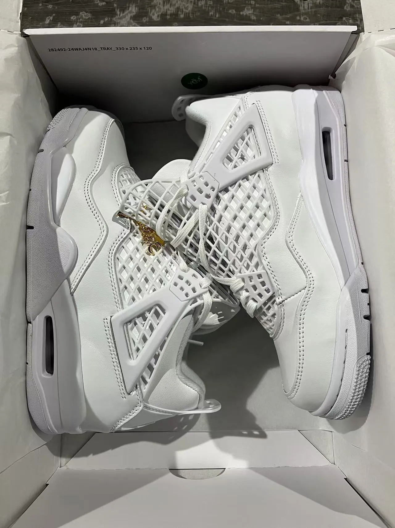 Air Jordan 4 أحذية كرة السلة أبيض كامل 9