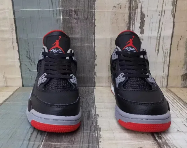Air Jordan 4 Preto Vermelho Cinza Tênis de Basquete 2