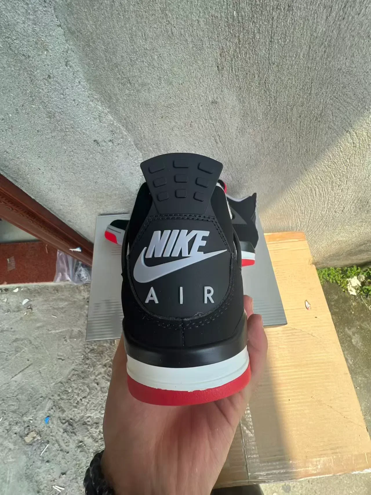 Air Jordan 4 Preto Vermelho Branco Tênis de Basquete 8