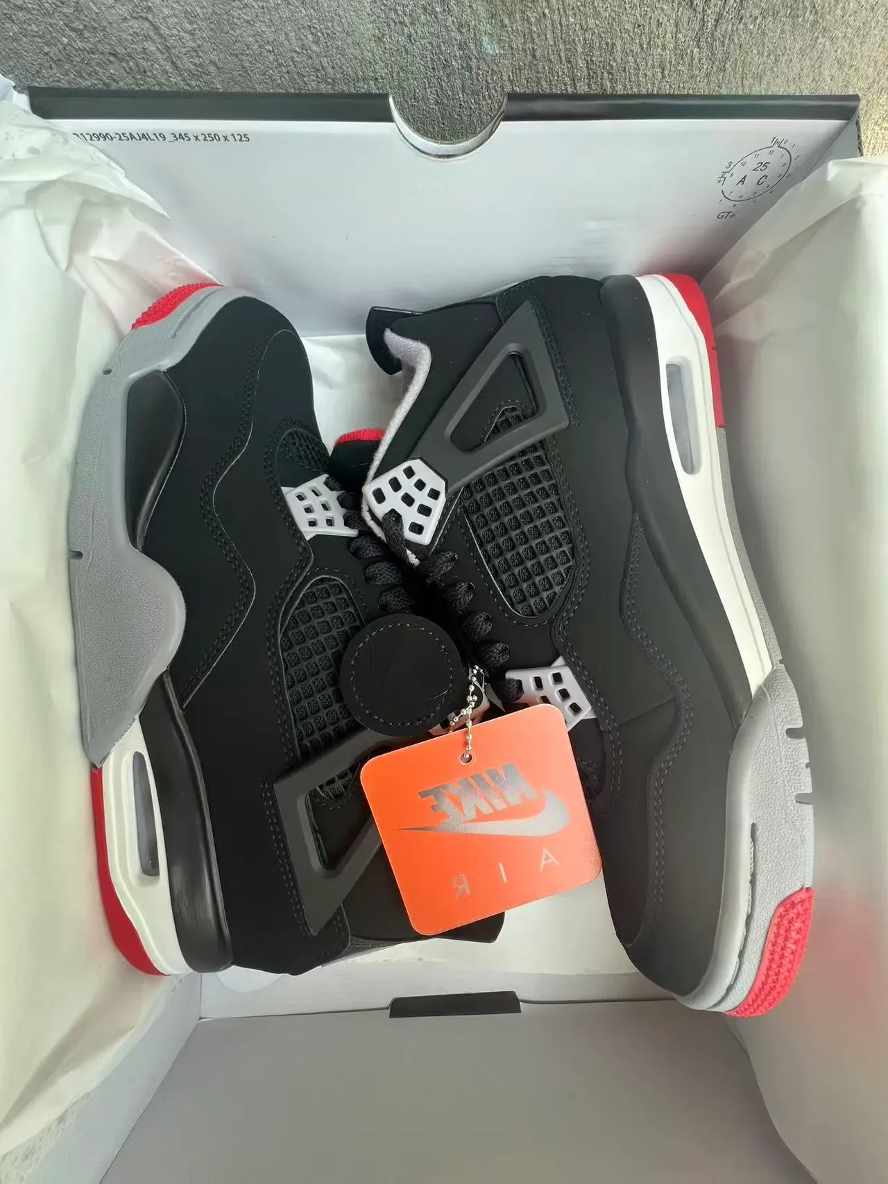 Air Jordan 4 Preto Vermelho Branco Tênis de Basquete 9