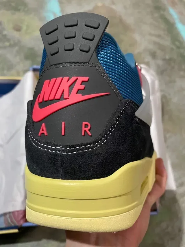 Air Jordan 4 Preto Amarelo Azul Tênis de Basquete 5