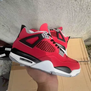 Air Jordan 4 أحمر أسود أبيض حذاء كرة السلة