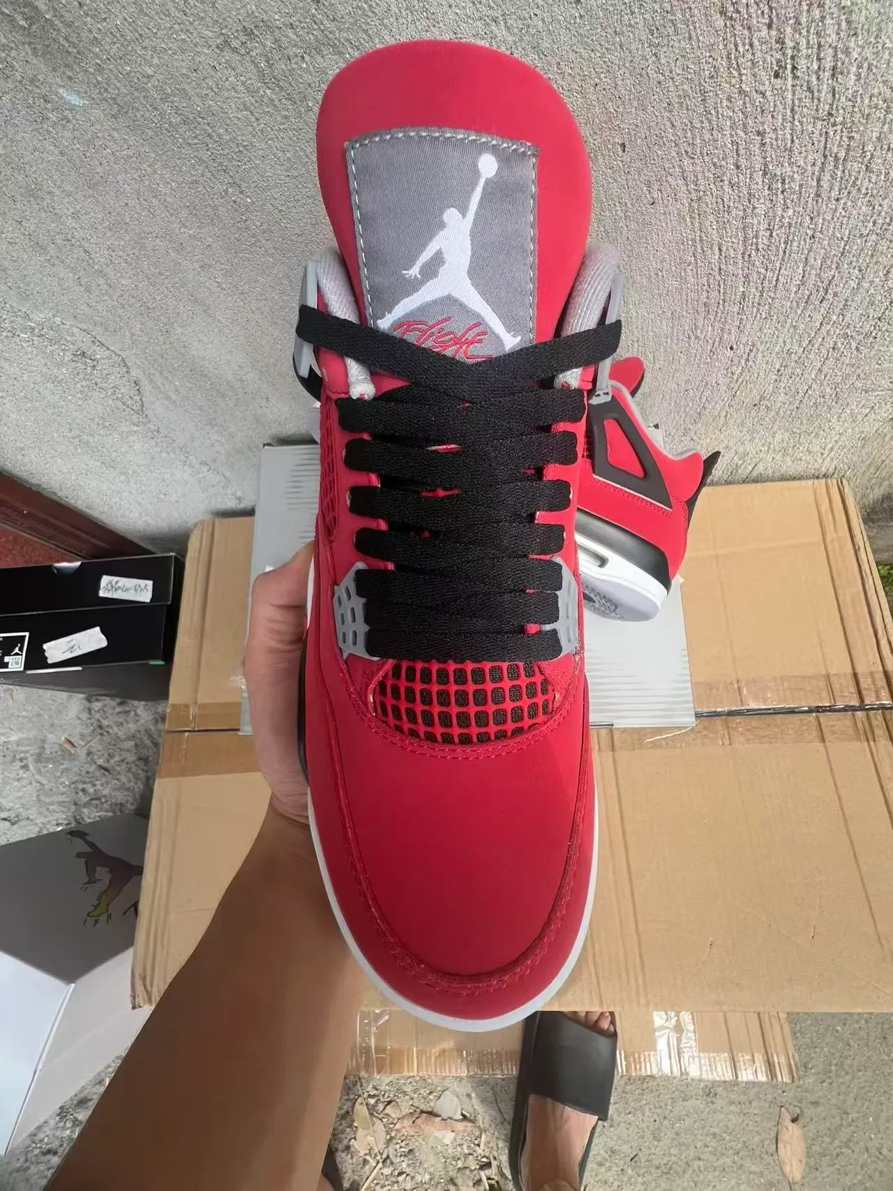 Air Jordan 4 أحمر أسود أبيض حذاء كرة السلة 2