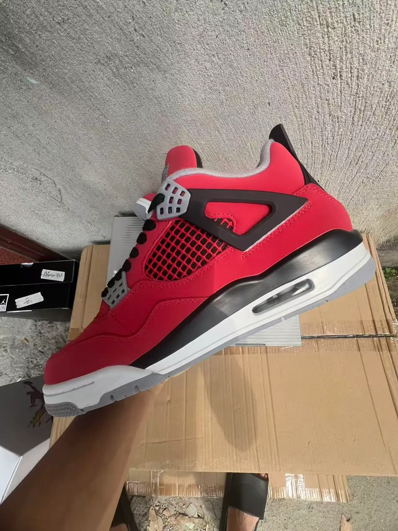 Air Jordan 4 أحمر أسود أبيض حذاء كرة السلة 3