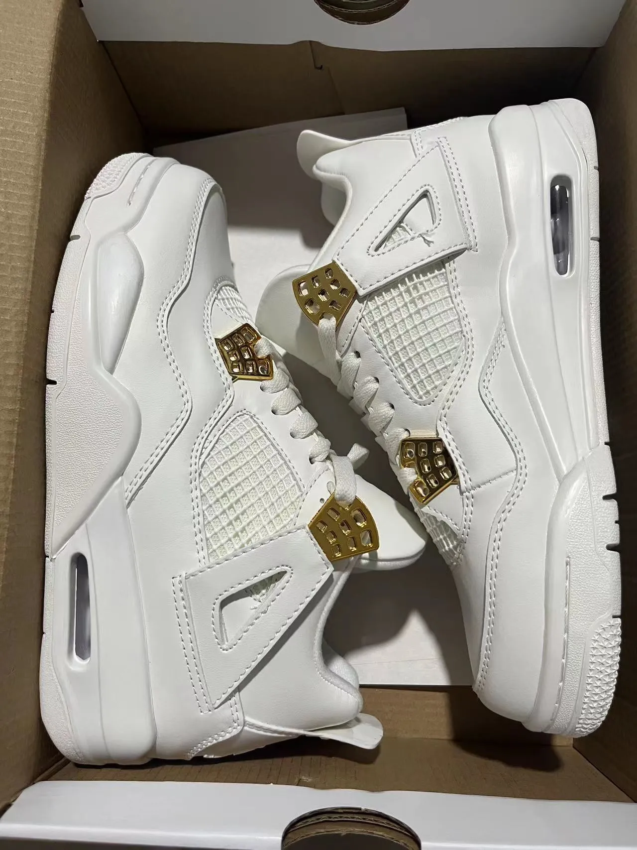 Air Jordan 4 White Gold Basketball Shoes 9