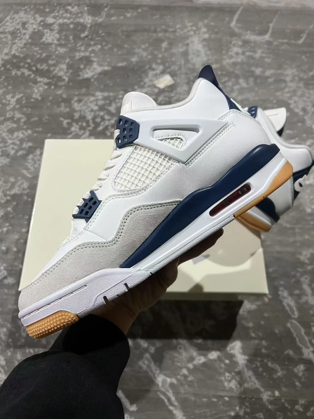 Air Jordan 4 White Navy Gum حذاء كرة السلة 5