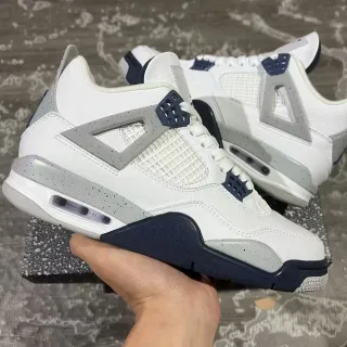 Zapatillas de baloncesto Air Jordan 4 blanco y azul marino moteado
