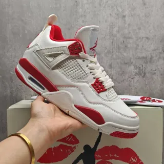 Zapatillas de baloncesto Air Jordan 4 blanco y rojo