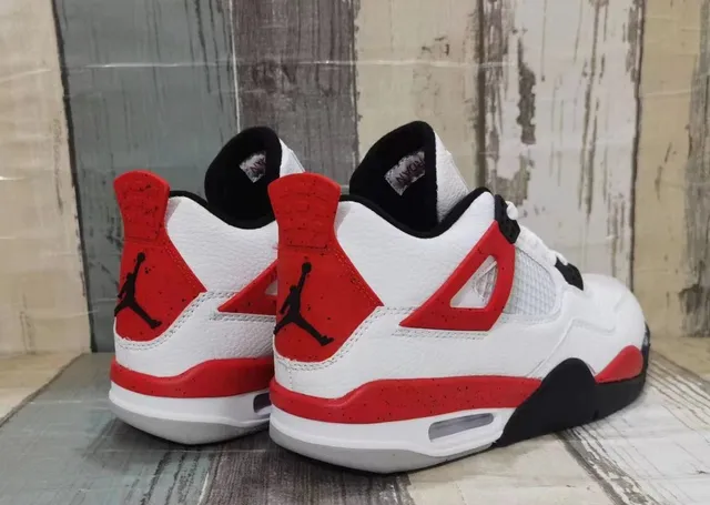 Air Jordan 4 सफेद लाल काले बास्केटबॉल जूते 3