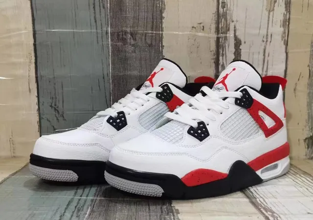 Air Jordan 4 सफेद लाल काले बास्केटबॉल जूते 4