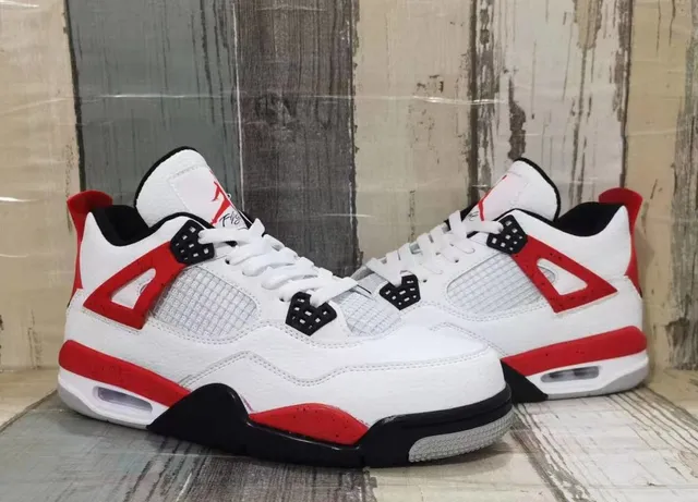 Air Jordan 4 सफेद लाल काले बास्केटबॉल जूते 5