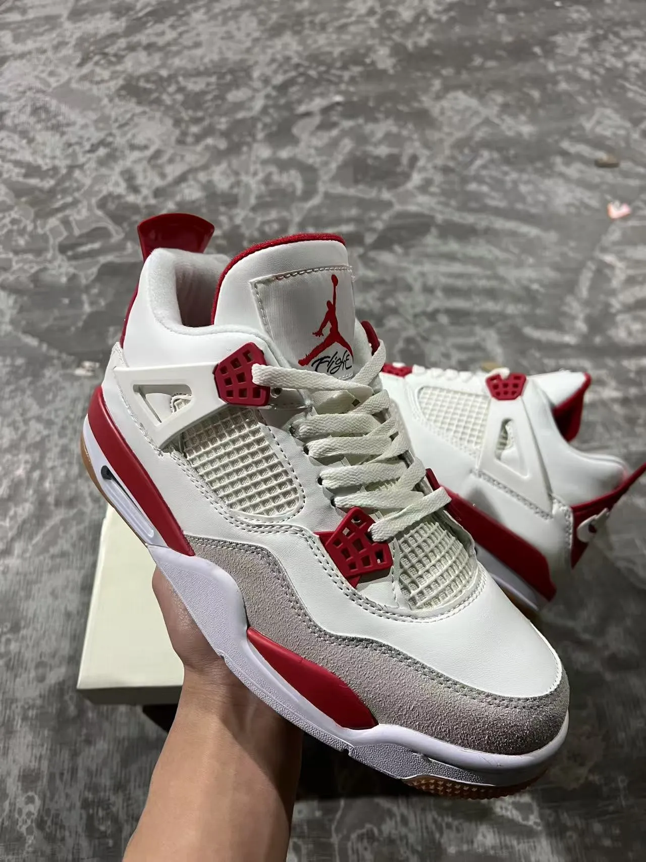 Air Jordan 4 White Red Gum Basketball Shoes 2