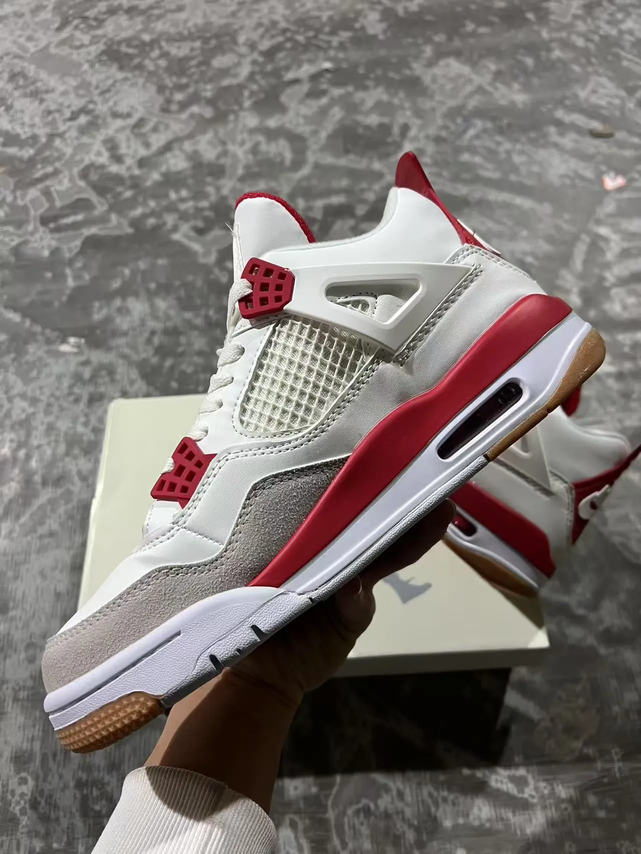 Air Jordan 4 White Red Gum Basketball Shoes 5