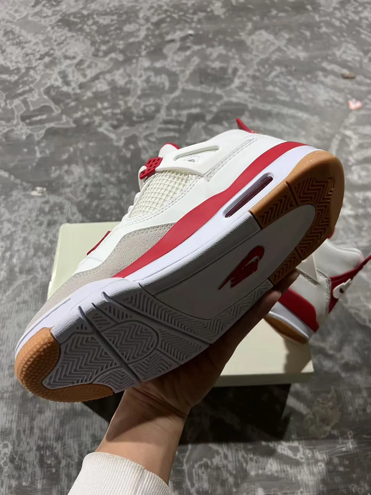 Air Jordan 4 White Red Gum Basketball Shoes 6