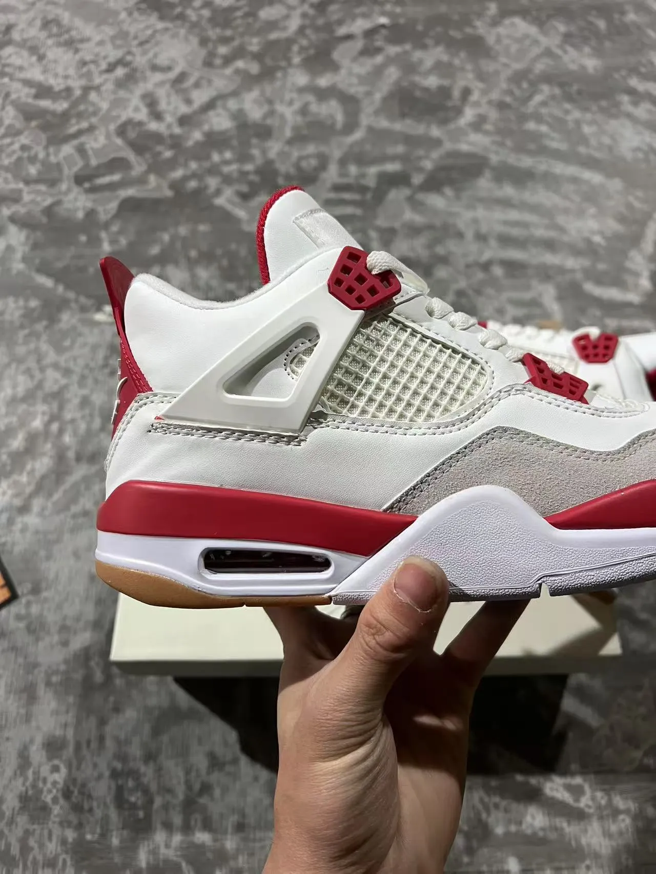 Air Jordan 4 White Red Gum Basketball Shoes 7