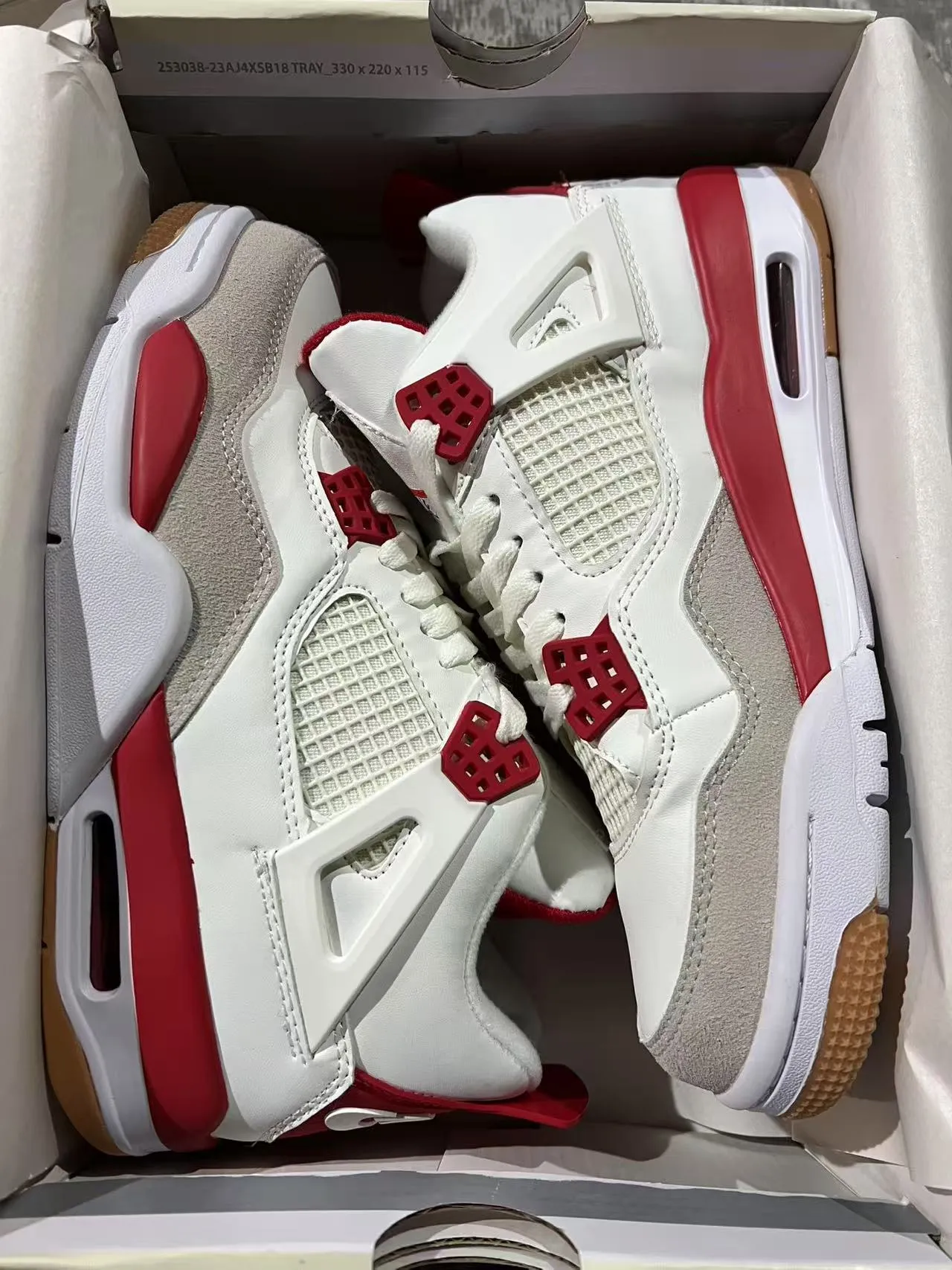 Air Jordan 4 White Red Gum Basketball Shoes 9