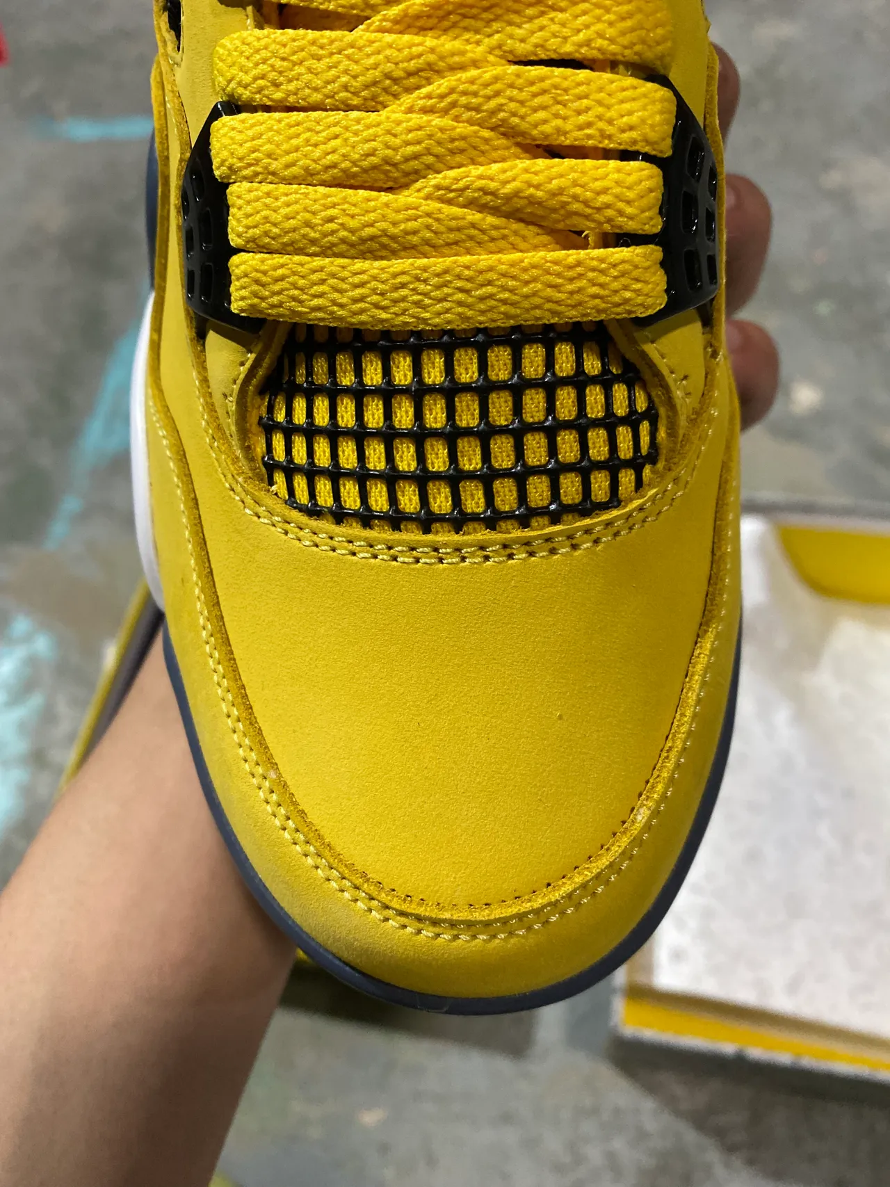 Air Jordan 4 Yellow Navy White Sapatos de Basquete 4
