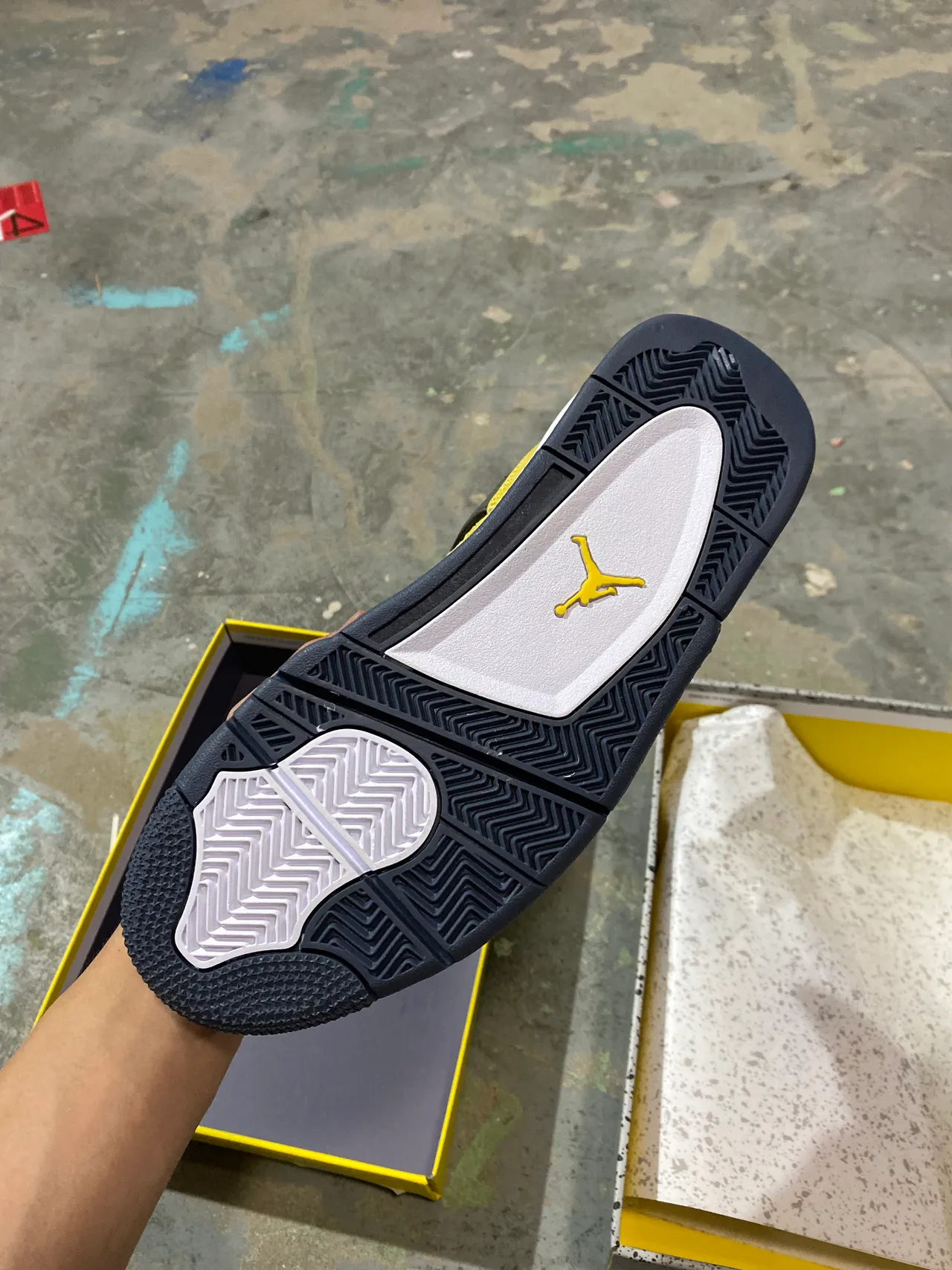 Air Jordan 4 Yellow Navy White Sapatos de Basquete 6