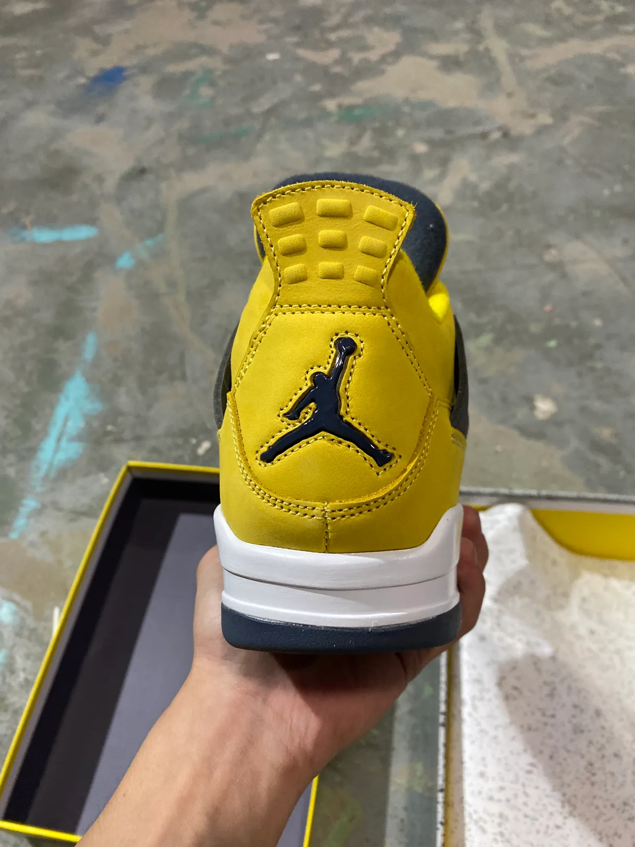 Air Jordan 4 Yellow Navy White Sapatos de Basquete 7
