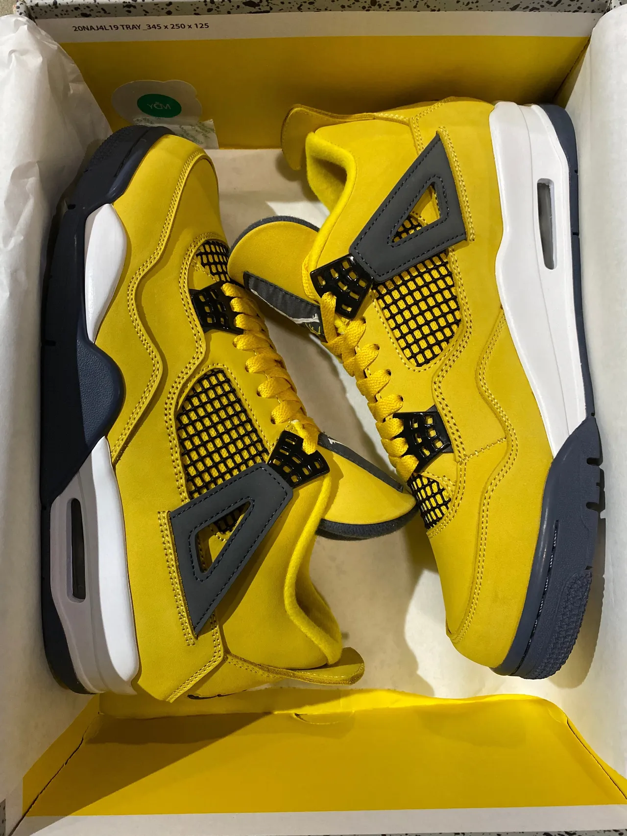 Air Jordan 4 Yellow Navy White Sapatos de Basquete 8