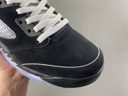 Air Jordan 5 Tênis de Basquete Preto e Cinza de Malha Alta 2