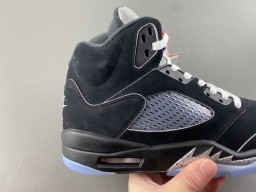 Air Jordan 5 Tênis de Basquete Preto e Cinza de Malha Alta 3