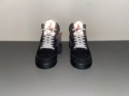 Air Jordan 5 Tênis de Basquete Preto e Cinza de Malha Alta 11