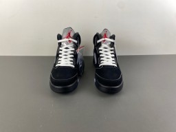Air Jordan 5 Tênis de Basquete Preto e Cinza de Malha Alta 12