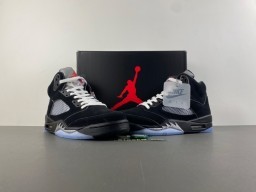 Air Jordan 5 Tênis de Basquete Preto e Cinza de Malha Alta 14
