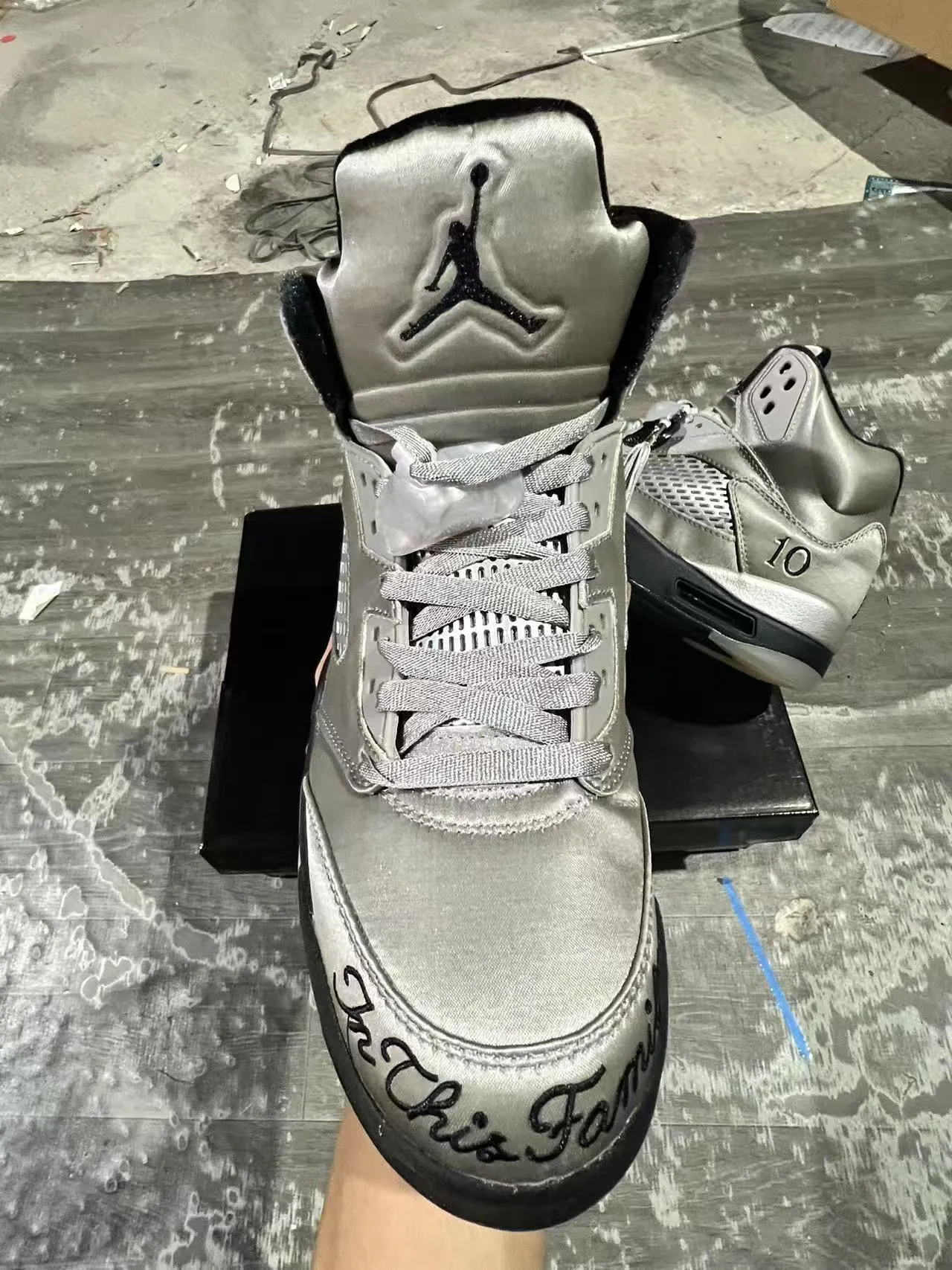 Air Jordan 5 মেটালিক সিলভার কালো বাস্কেটবল জুতো 3