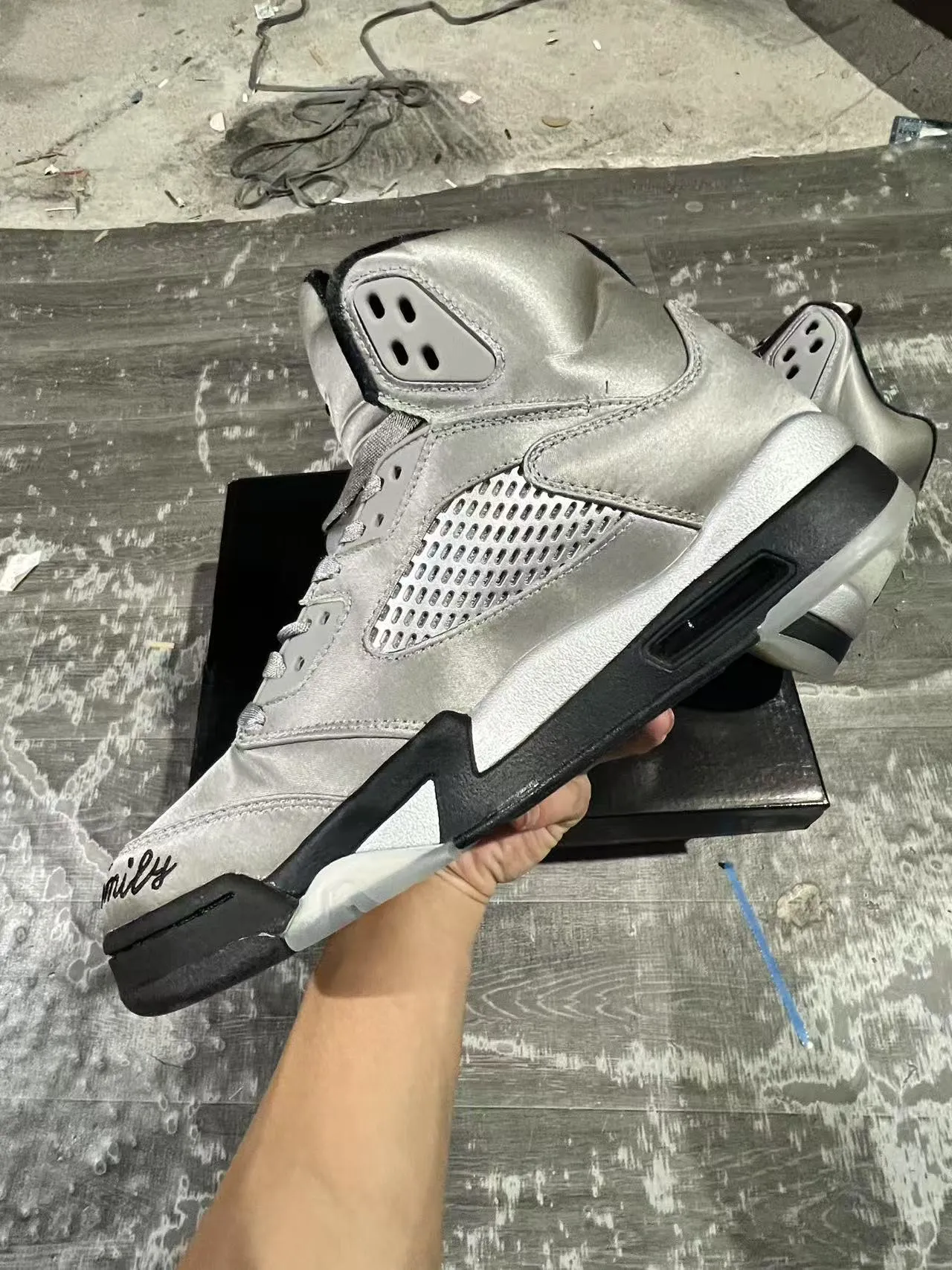 Air Jordan 5 মেটালিক সিলভার কালো বাস্কেটবল জুতো 5