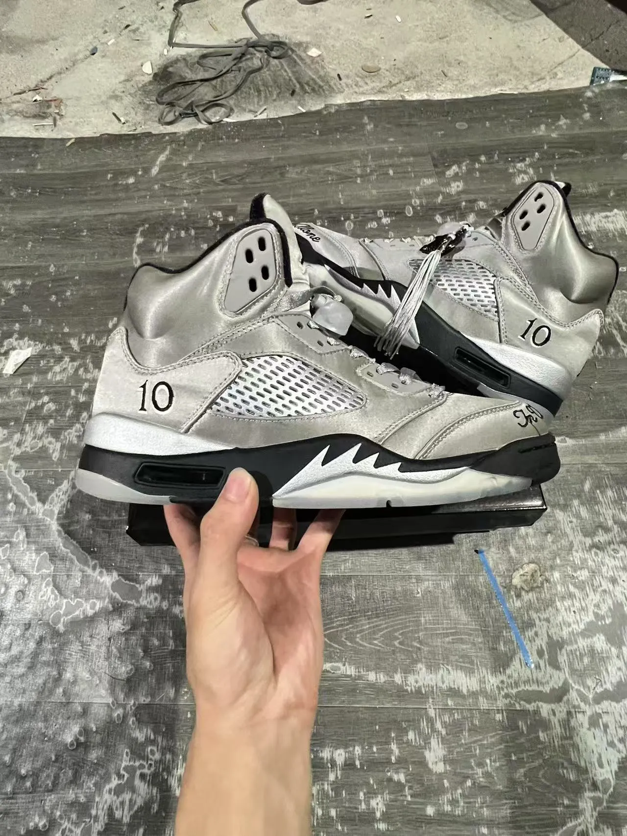 Air Jordan 5 মেটালিক সিলভার কালো বাস্কেটবল জুতো 7