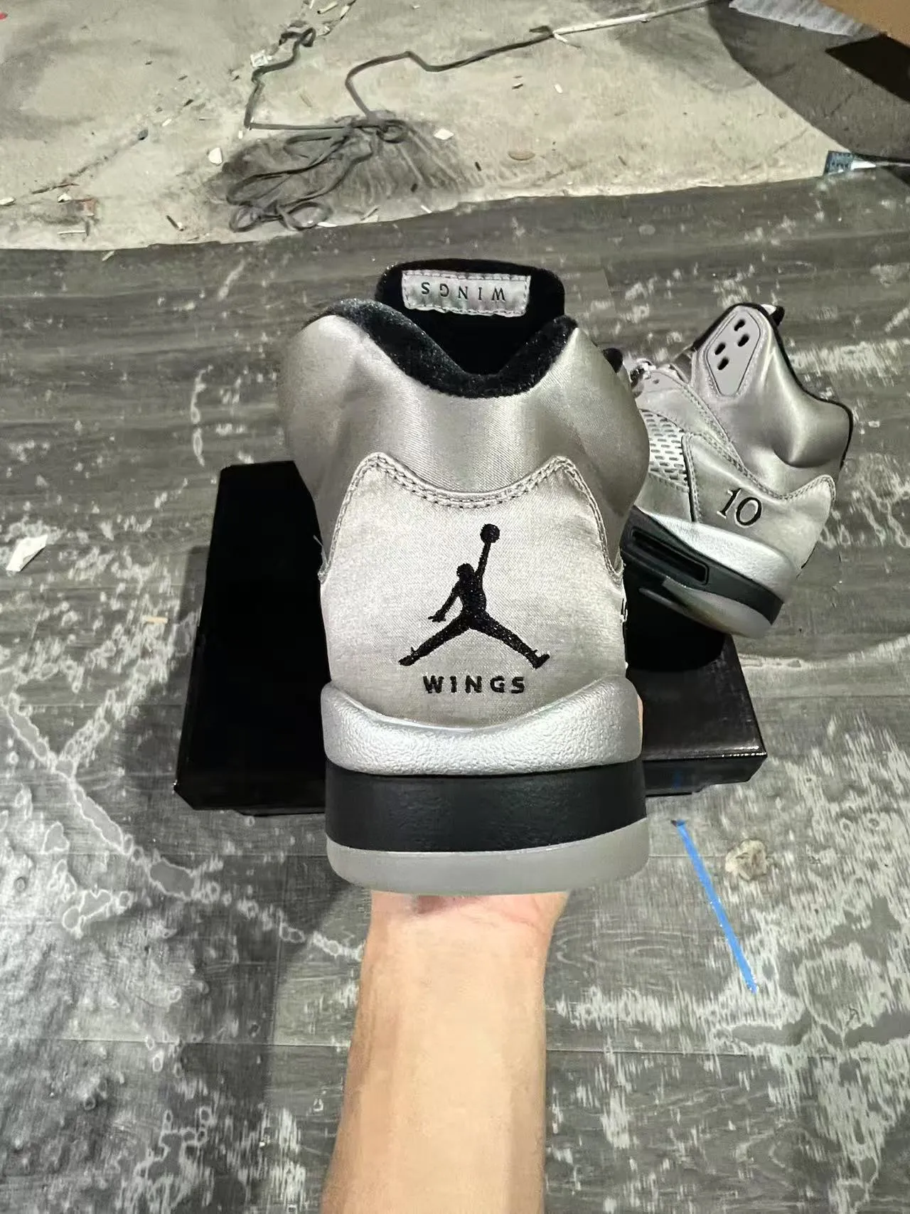 Air Jordan 5 মেটালিক সিলভার কালো বাস্কেটবল জুতো 8