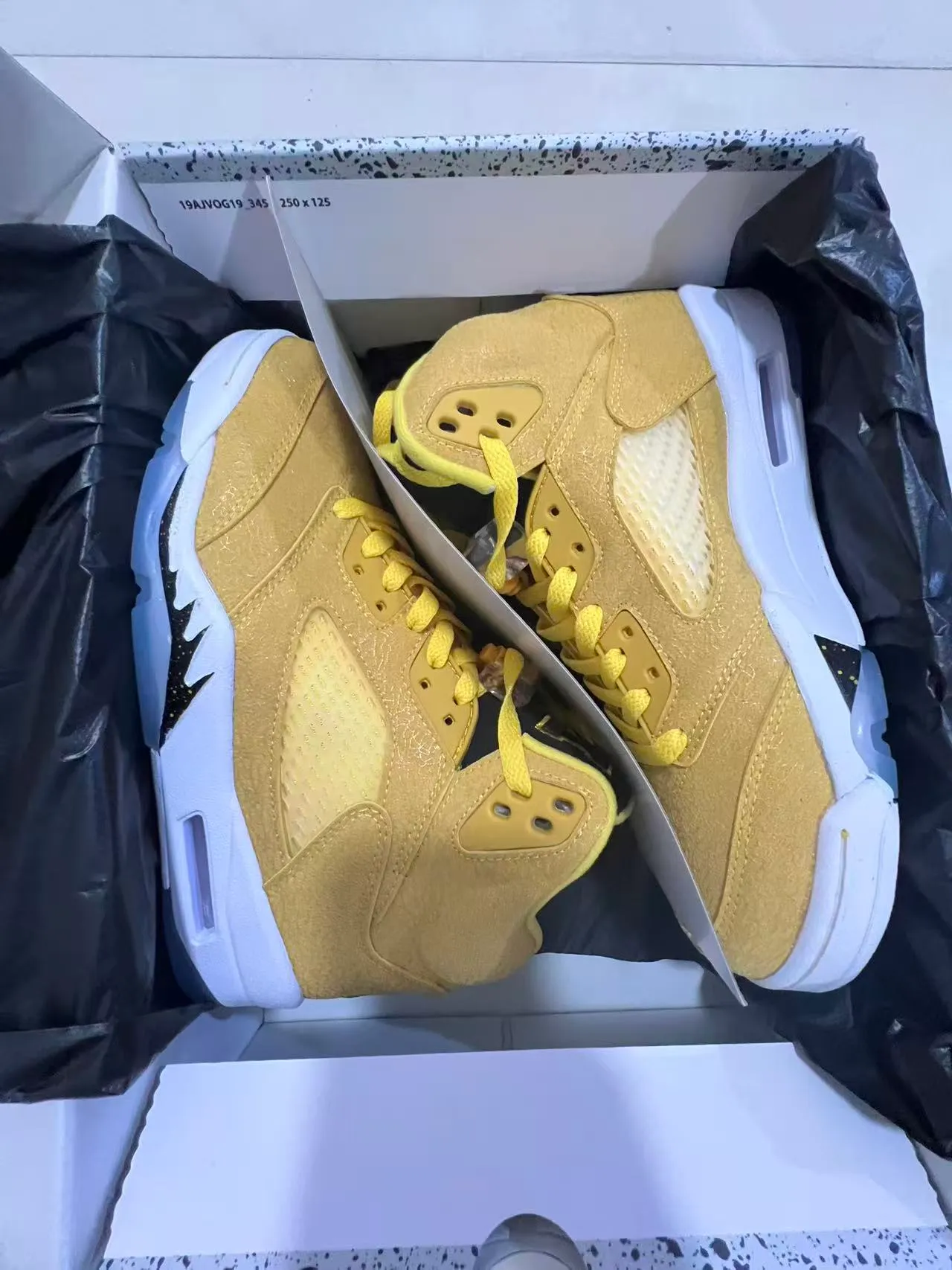 Air Jordan 5 Tênis de Basquete Amarelo Mostarda em Suede e Malha 9