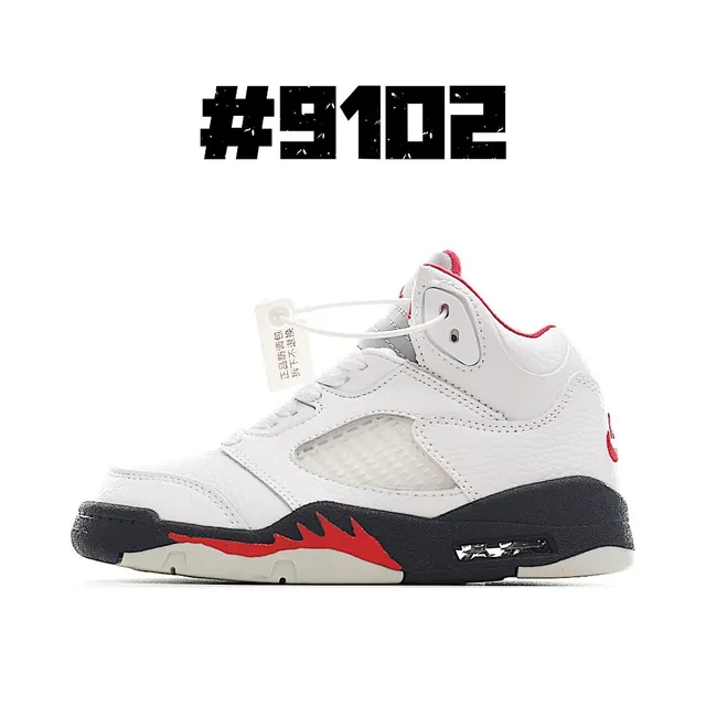 حذاء كرة السلة Air Jordan 5 أبيض أسود أحمر 3