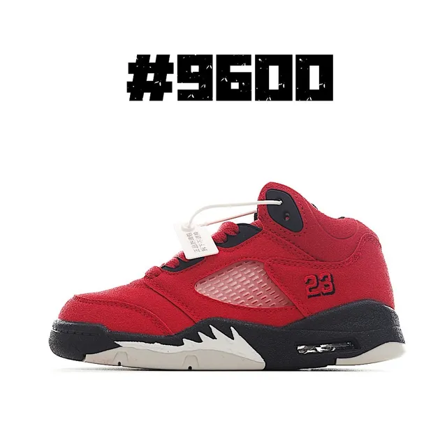 حذاء كرة السلة Air Jordan 5 أبيض أسود أحمر 9
