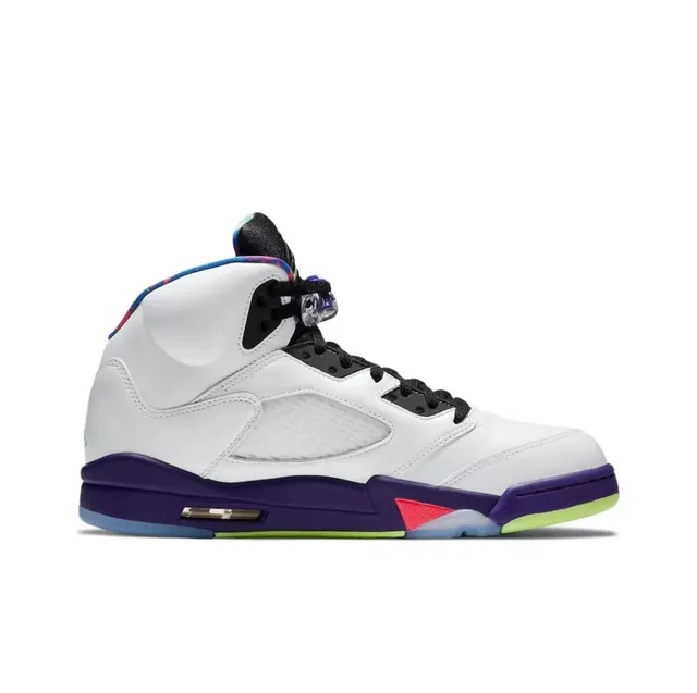 Air Jordan 5 白色紫色荧光绿粉色篮球鞋 5