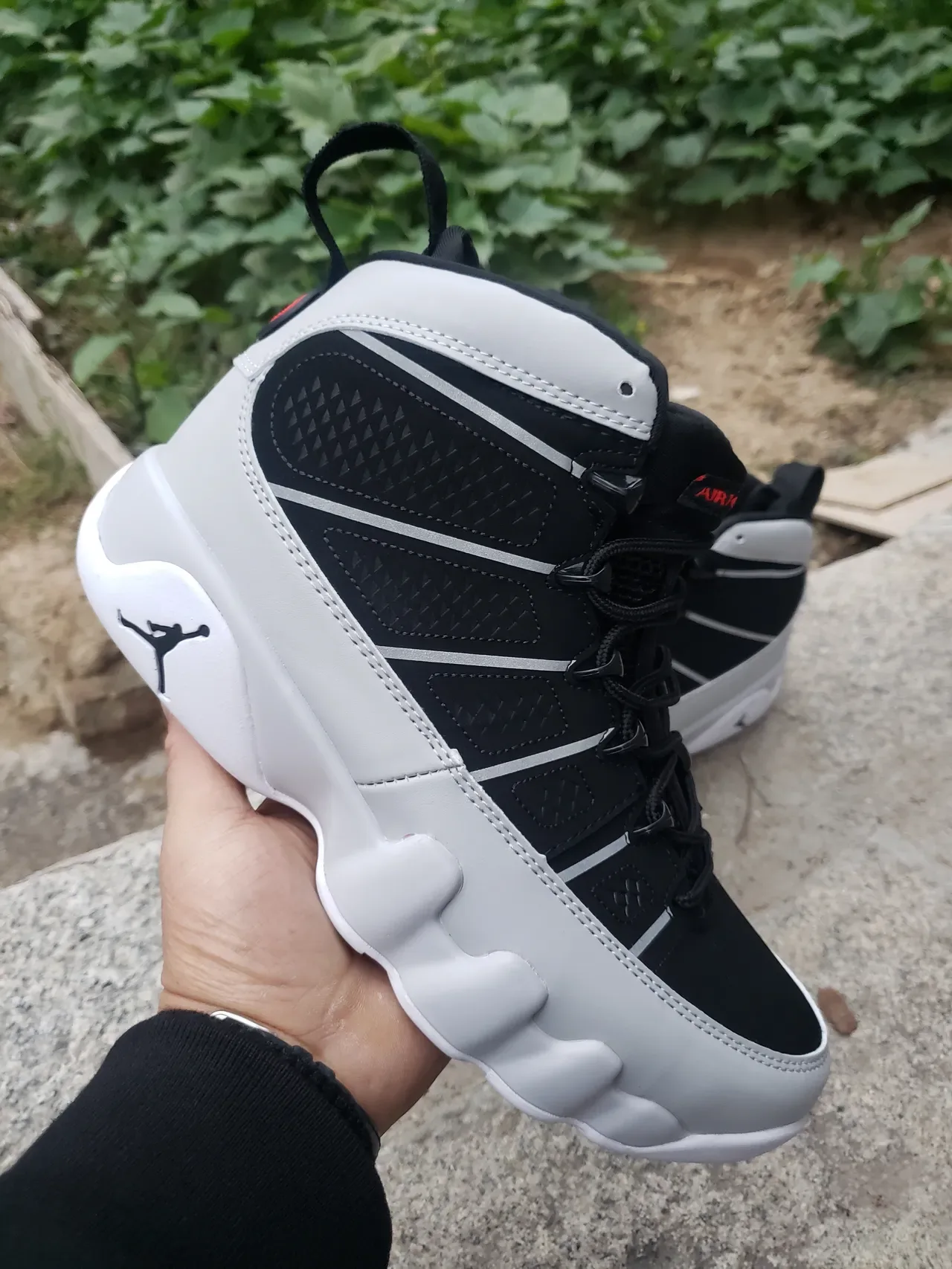 Air Jordan 9 Preto e Branco Tênis de Basquete de Topo Alto 4
