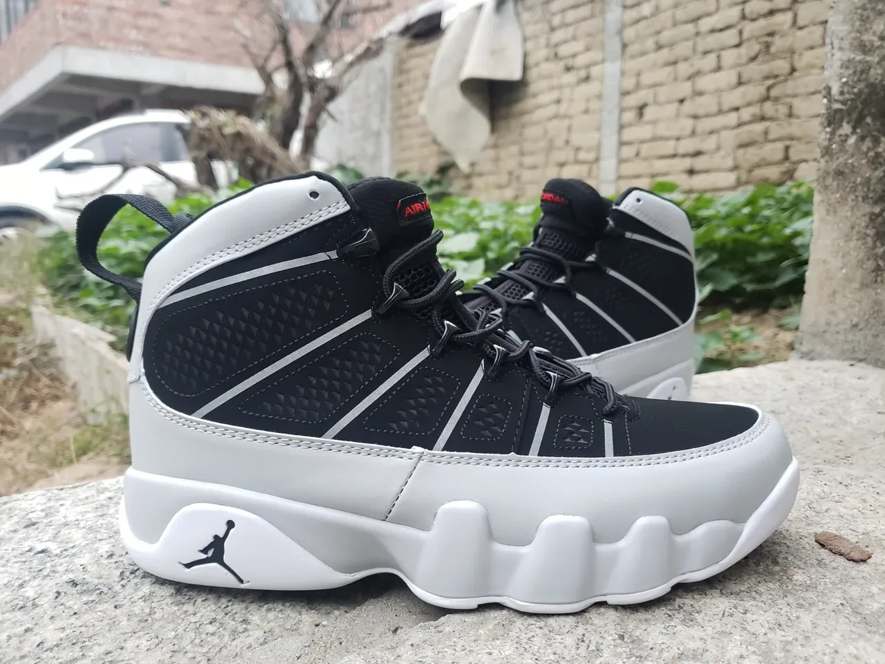 Air Jordan 9 Preto e Branco Tênis de Basquete de Topo Alto 5