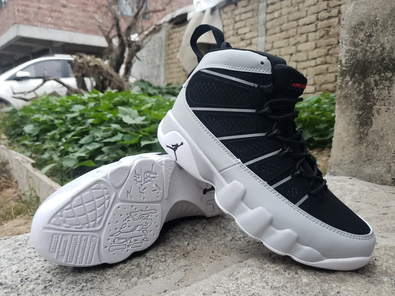 Air Jordan 9 Preto e Branco Tênis de Basquete de Topo Alto 6