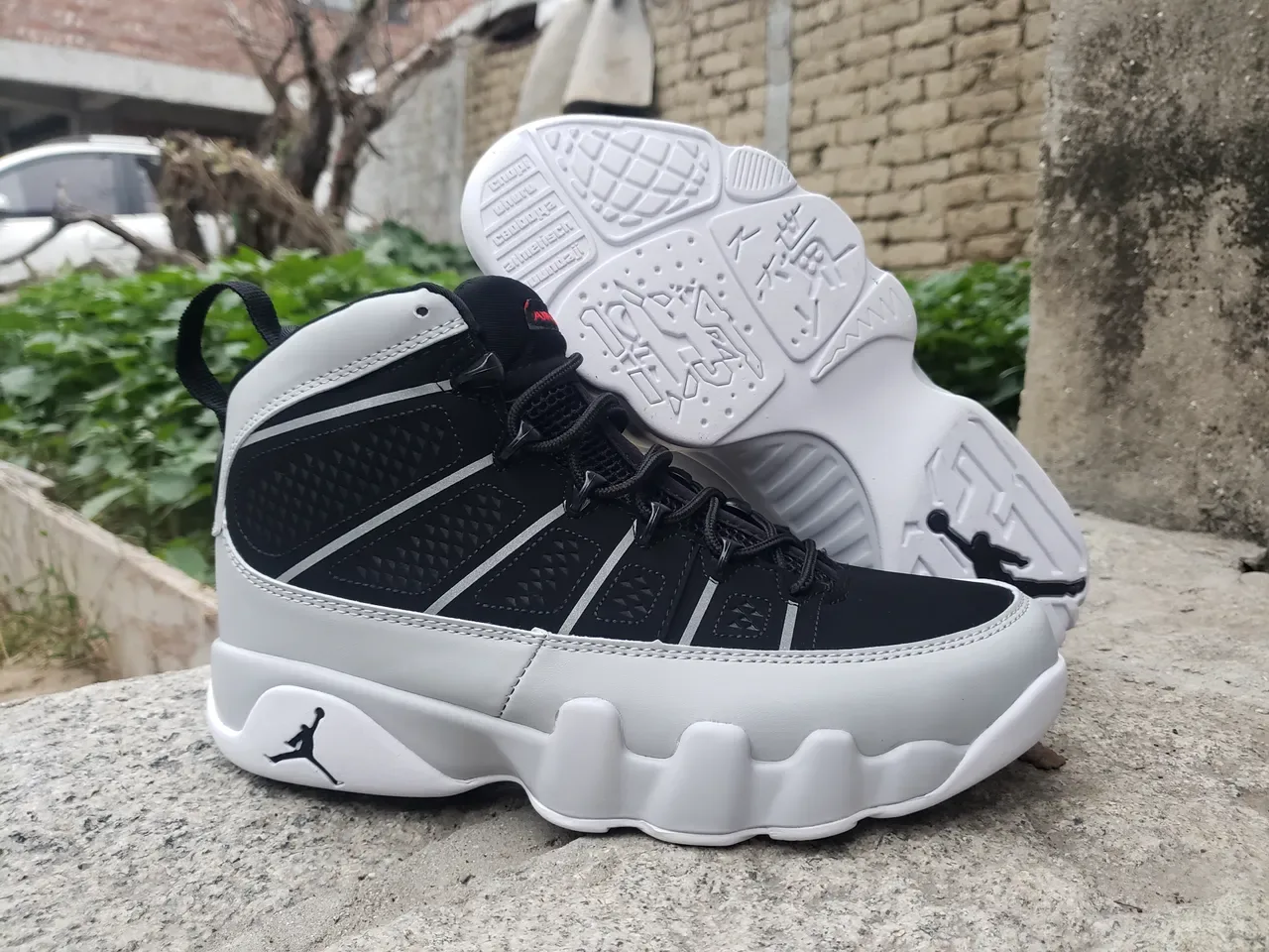 Air Jordan 9 Preto e Branco Tênis de Basquete de Topo Alto 8